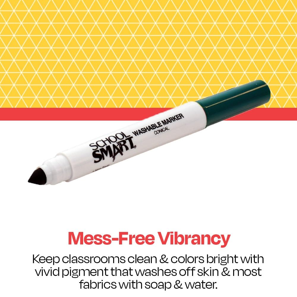 School Smart Washable Art Markers, Conical Tip, Green, Pack of 12 - Image 7