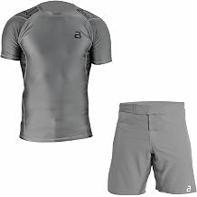 2BOLD MMA, BJJ Short Sleeve Compression Shirt For Men, Jiu Jitsu Shorts 2PC Moisture Wicking Gym Set