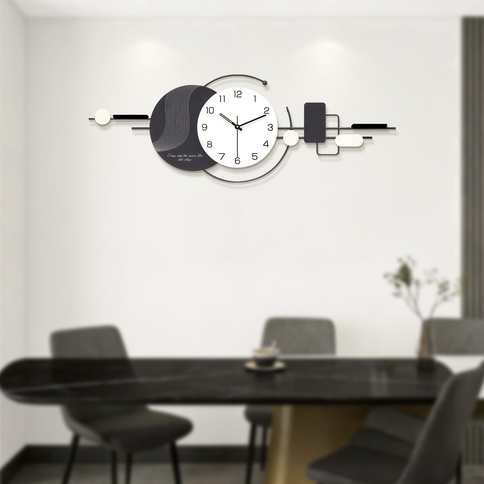 Grande Orologio da Parete Moderno, Silenzioso Orologio da Muro Senza Tick con Tavolo Portaoggetti, Alimentato a Batteria, Soggiorno Arredamento Camera da letto