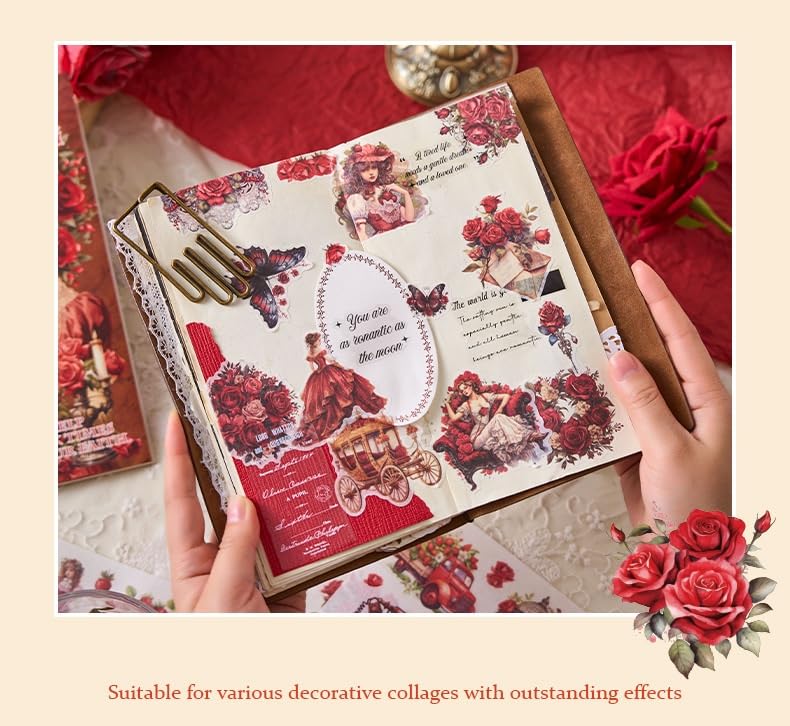 KMCHO Ancient Flower Roll Vintage Floral Decoupage & Scrapbooking Paper Pack - 24 Sheets of High-Quality Collage Art Prints for DIY Crafts, Card Making, Journals 4