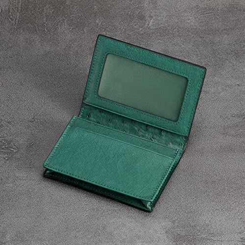 Image of HISCOW Full Grain Leather Business Card Holder Case | Minimalist EDC wallet, gusset holds 25 cards, ID window, fits folded bills, bifold profile, premium gifts for men & women