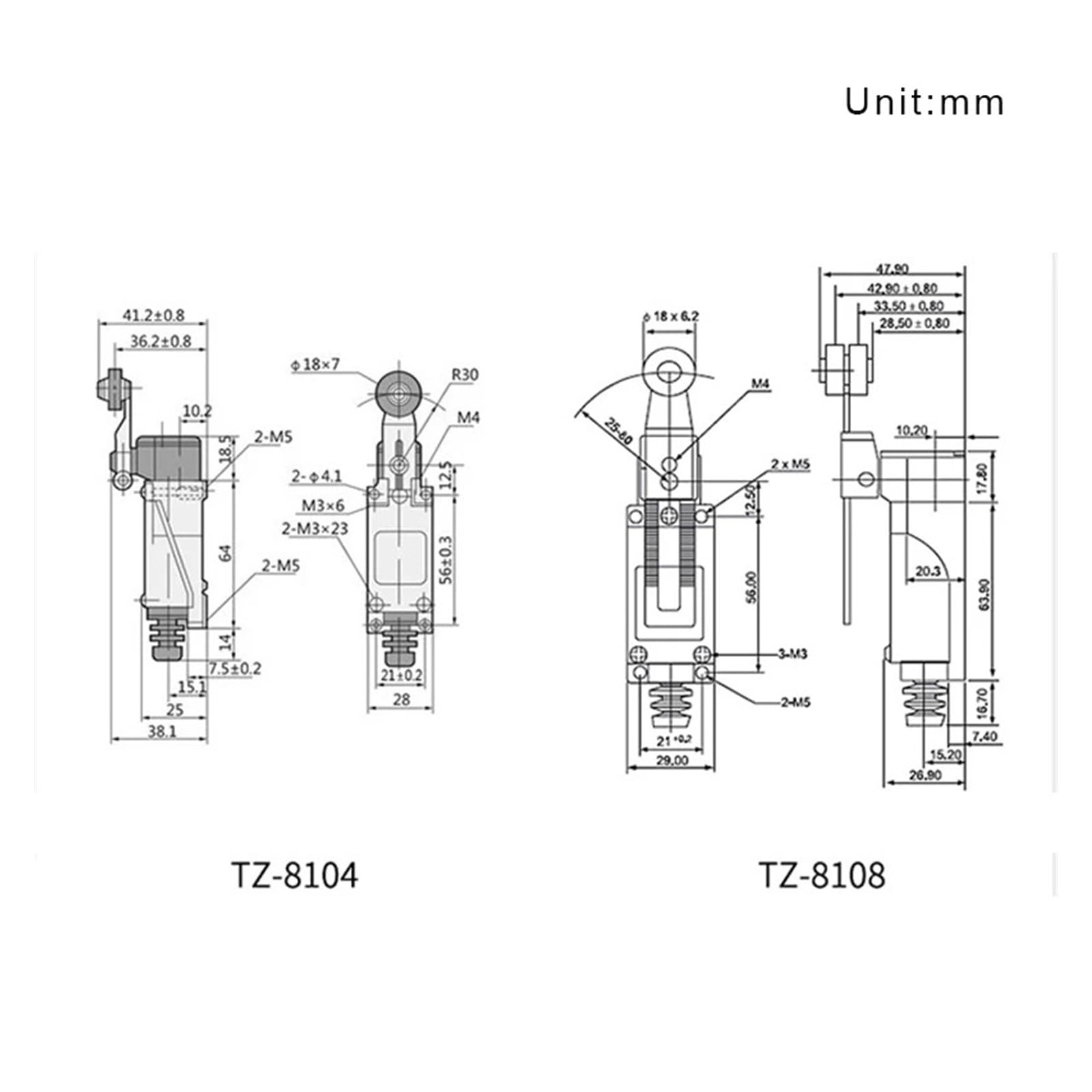 Obrotowy wyłącznik krańcowy TZ-8108, 5 A, 250 V AC, chwilowy reset, regulowana rolka, wodoodporny, TZ-8104(TZ-8108)
