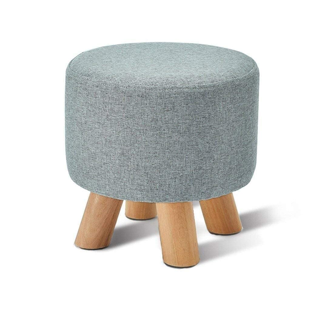 Tabouret en bois massif bleu et repose-pied en tissu pour canapé