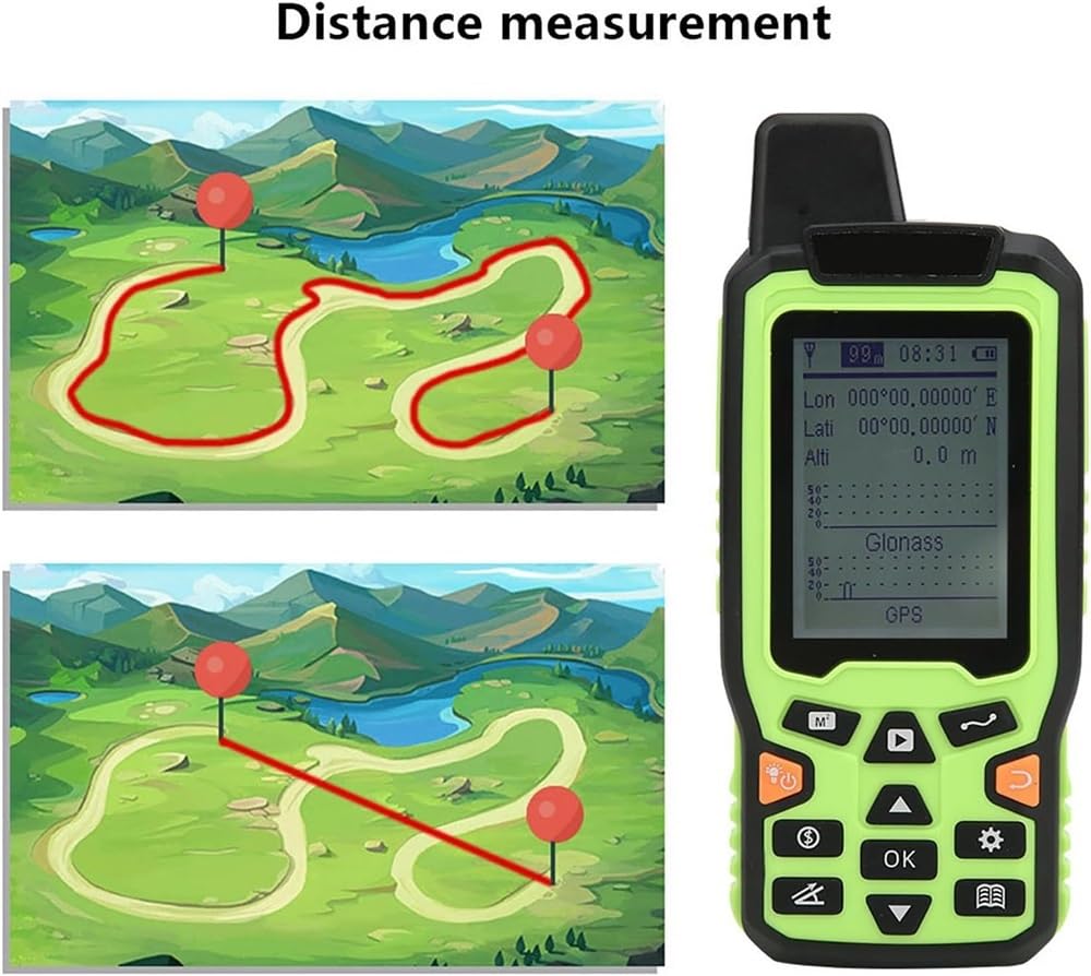 Ręczny miernik lądowania GPS, sprzęt do badania terenów, narzędzie do geodezji gruntów rolnych ze smyczą i ekranem podświetlenia 2,4", bateria 2500 mAh i obsługa transmisji głosowej, do pomiaru