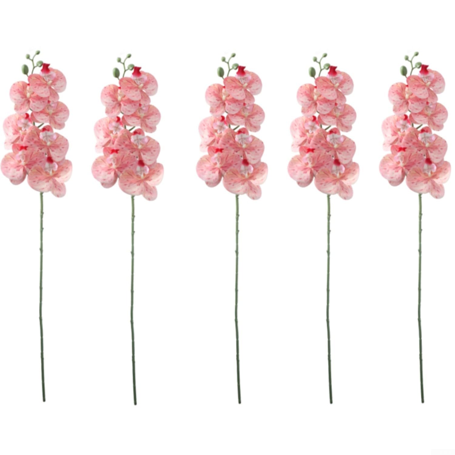Orquídeas Phalaenopsis artificiales en paquete de 5 tallos para arreglos florales decorativos