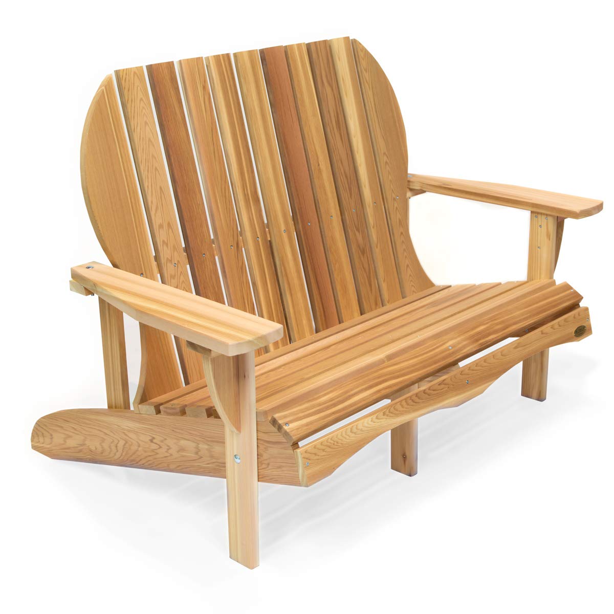 All Things Cedar54” Wooden Adirondack Loveseat Chair, Outdoor Patio Seating, Natural