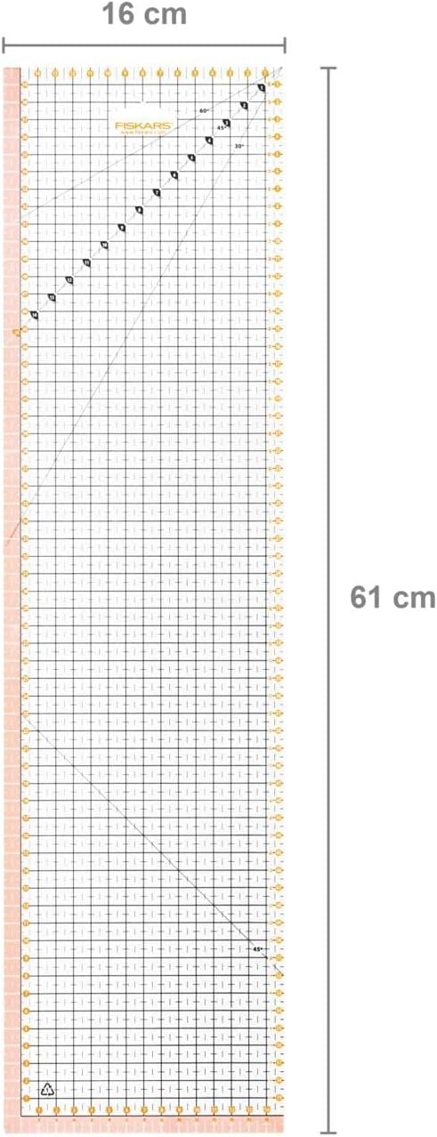 Fiskars Kit de iniciación al patchwork, Cúter rotatorio con hoja de Ø 45 mm, Base de corte A2 autorreparable (45 x 60 cm / 18 x 24"), Regla para patchwork (15 x 60 cm), 3 piezas, 1066046