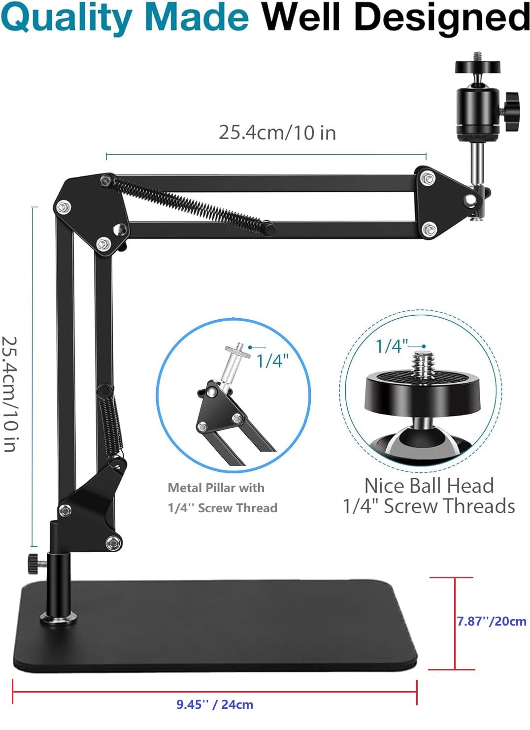 AceTaken MX Brio Webcam Stand, Tabletop Boom Arm Holder for Logitech MX Brio 4K, Biro 4K, Brio 500 Webcams (Black)