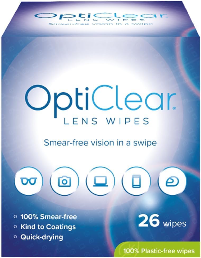 Lens Wipes - Cleaning Wipes for Eyeglasses, Smartphones, Tablets, Laptops, TV, Cameras, Screens & Optical Devices - Smear-Free, Quick Drying, Anti-Fog, Safe for Coatings - 26 Count, 6-Pack