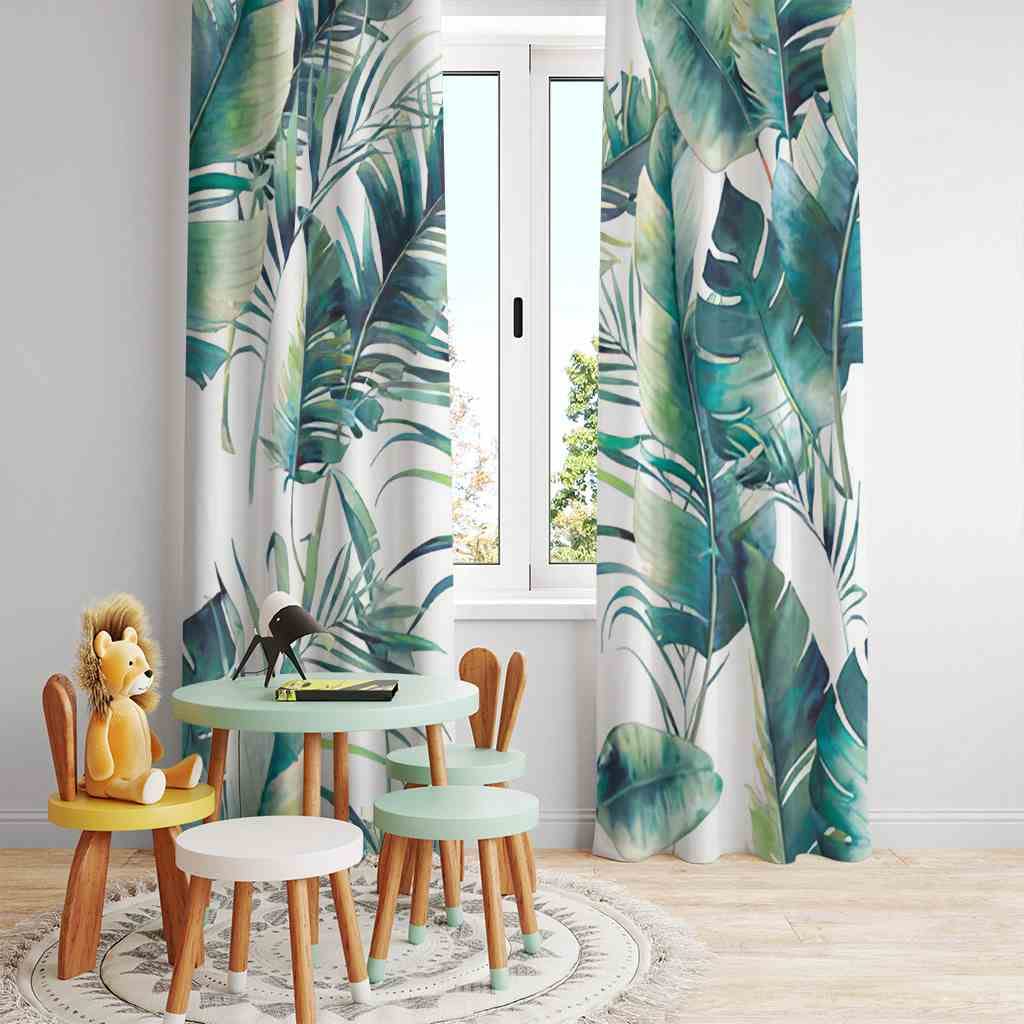 Amazon｜VISALUNA 遮光カーテン ヴィンテージスタイルの夏のヤシ