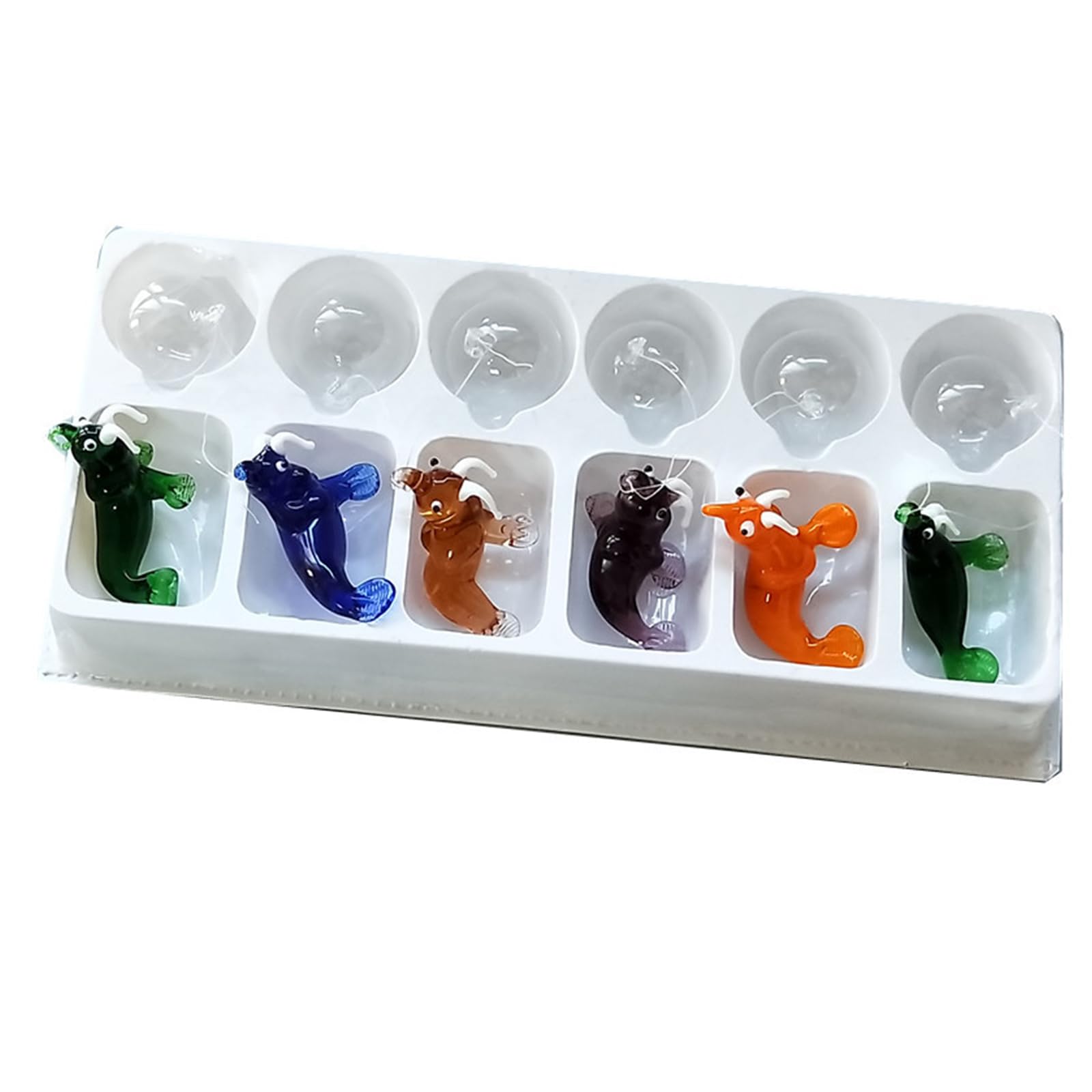 Jazuaiao Of 6 Glass Marine Animal Ornaments Set Portable Sea Animal Hanging Ornament for Aquarium Enthusiasts Sturdy Figurines