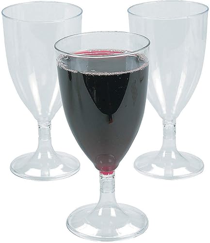 Fun Express Copas de vino de plástico (25 tazas desechables) Suministros para fiestas y vasos a granel