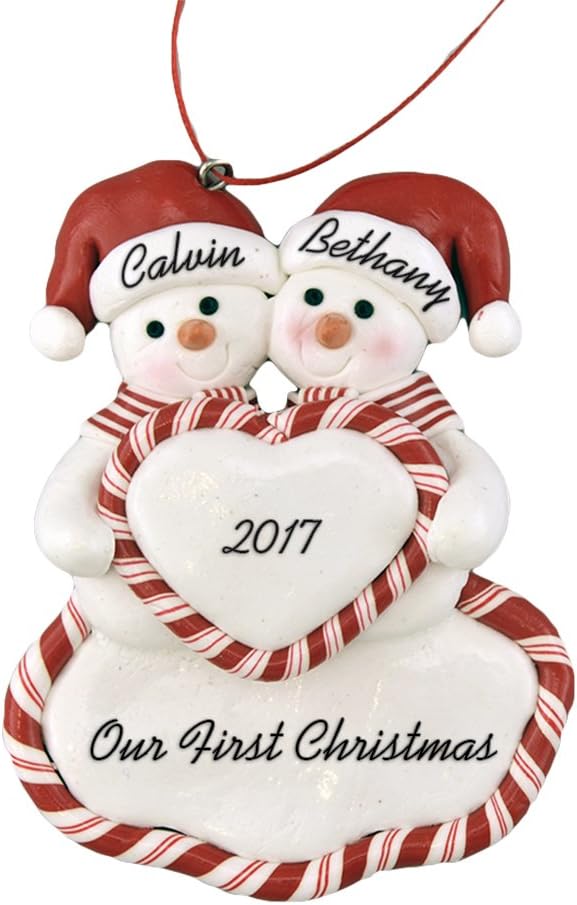 Our First Christmas Personalized Christmas Ornament - Calliope Designs - 4.5" Tall - First Christmas as Mr. and Mrs. - Just Married - Free Customization
