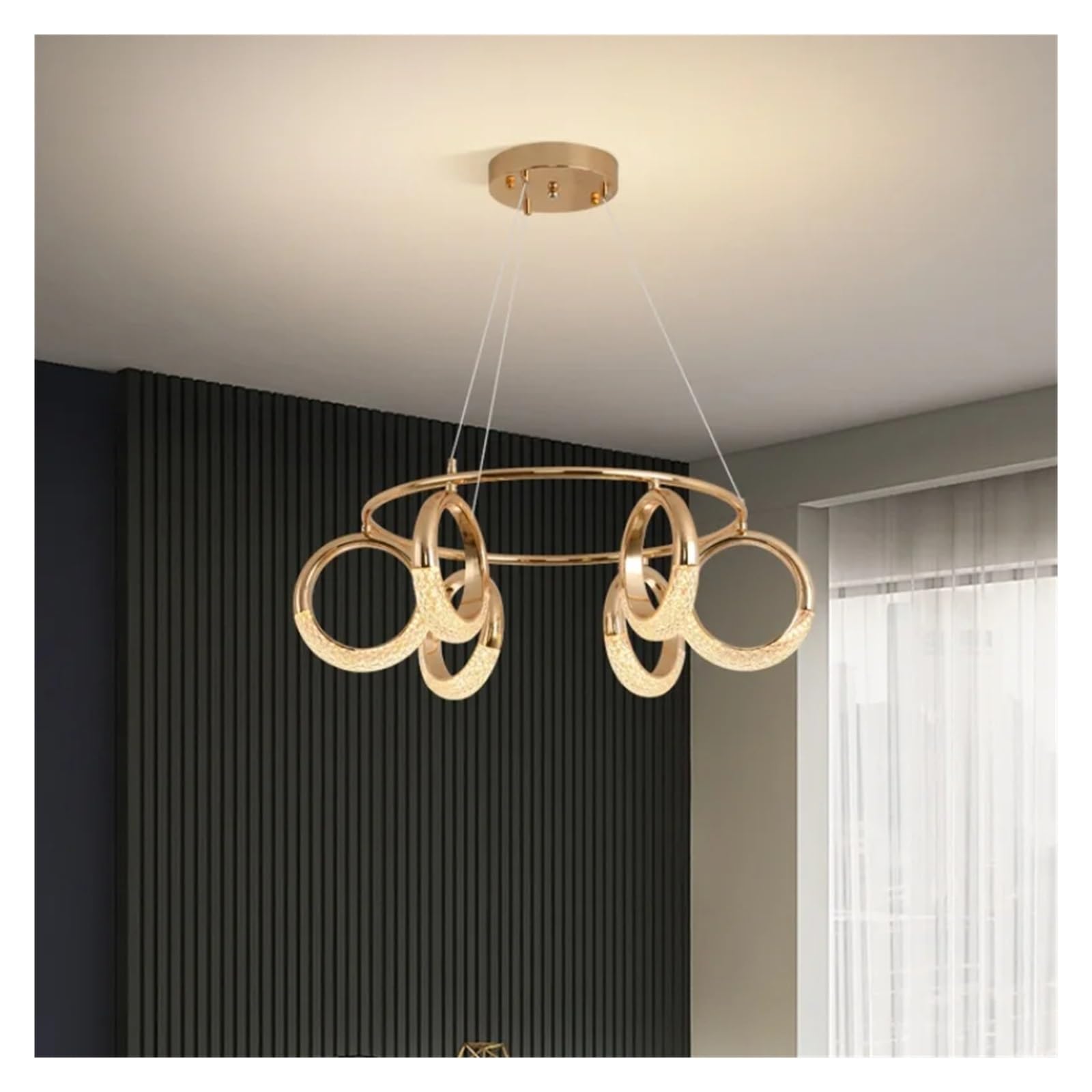 PCXEHUYP Nordic Luxury Circular Chandelier Living Room Loft Staircase Earring Hanging Lamps Indoor Decorative Fixtures ﻿