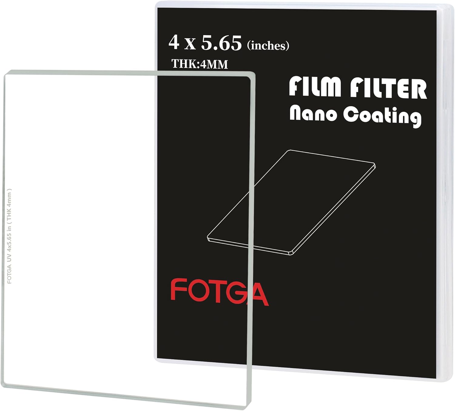 Fotga Cinema 4x5.65 Inch Glass Clear UV Protection Filter 4mm Thickness for Camera Lens Matte Box Vlogging Video Making