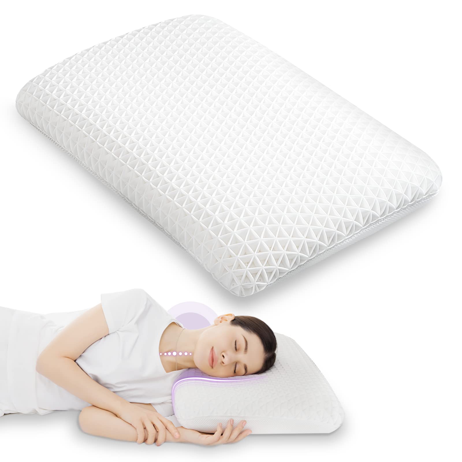 Harmony Pillow with Latex Foam Core and Pressure Free Grids, Firm Pillow for Neck