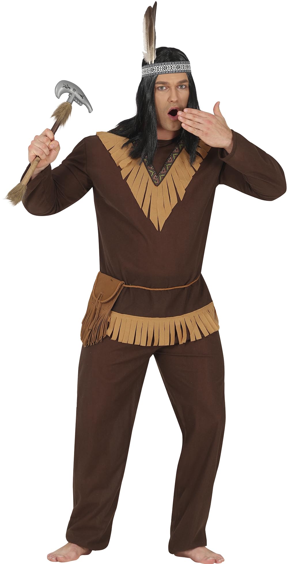 FIESTAS GUIRCA Native American Inspired Warrior Mens Fancy Dress Costume - Fancy Dress Men Size L 42-44