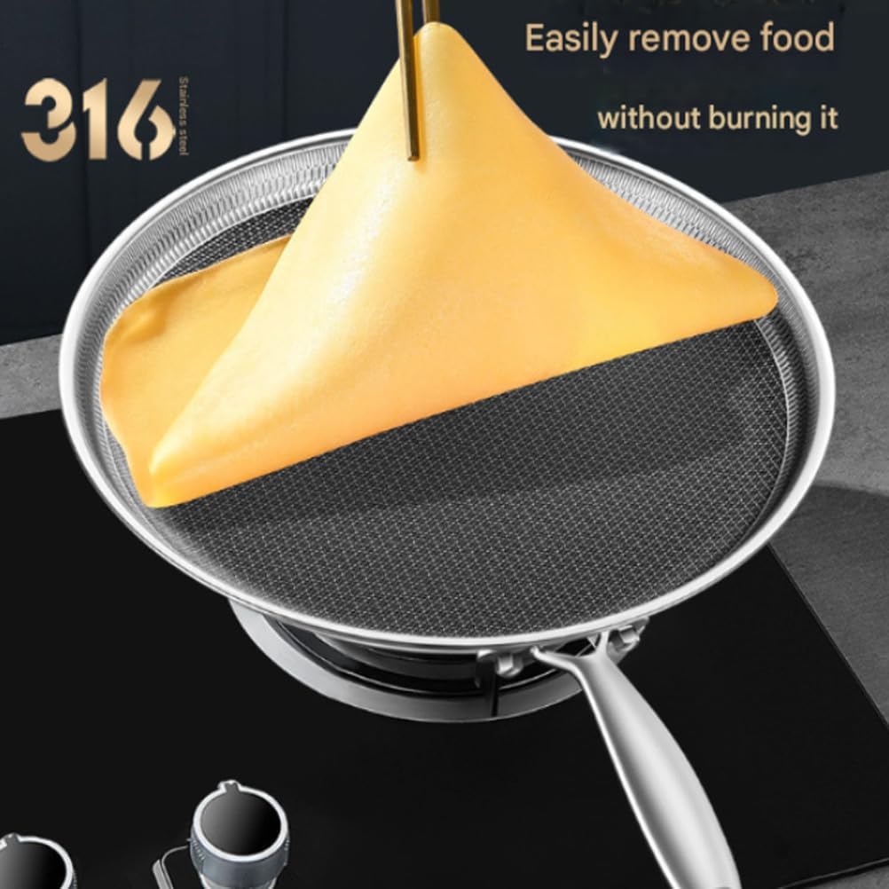 Nonstick Crepe Pan, Stainless Steel Flat Skillet, Stainless Steel Honeycomb Coating Pancake Pan, Tortilla Griddle Pan for Easy Cleanup, with All Stove Tops Available, PFOA Free,10.23 in