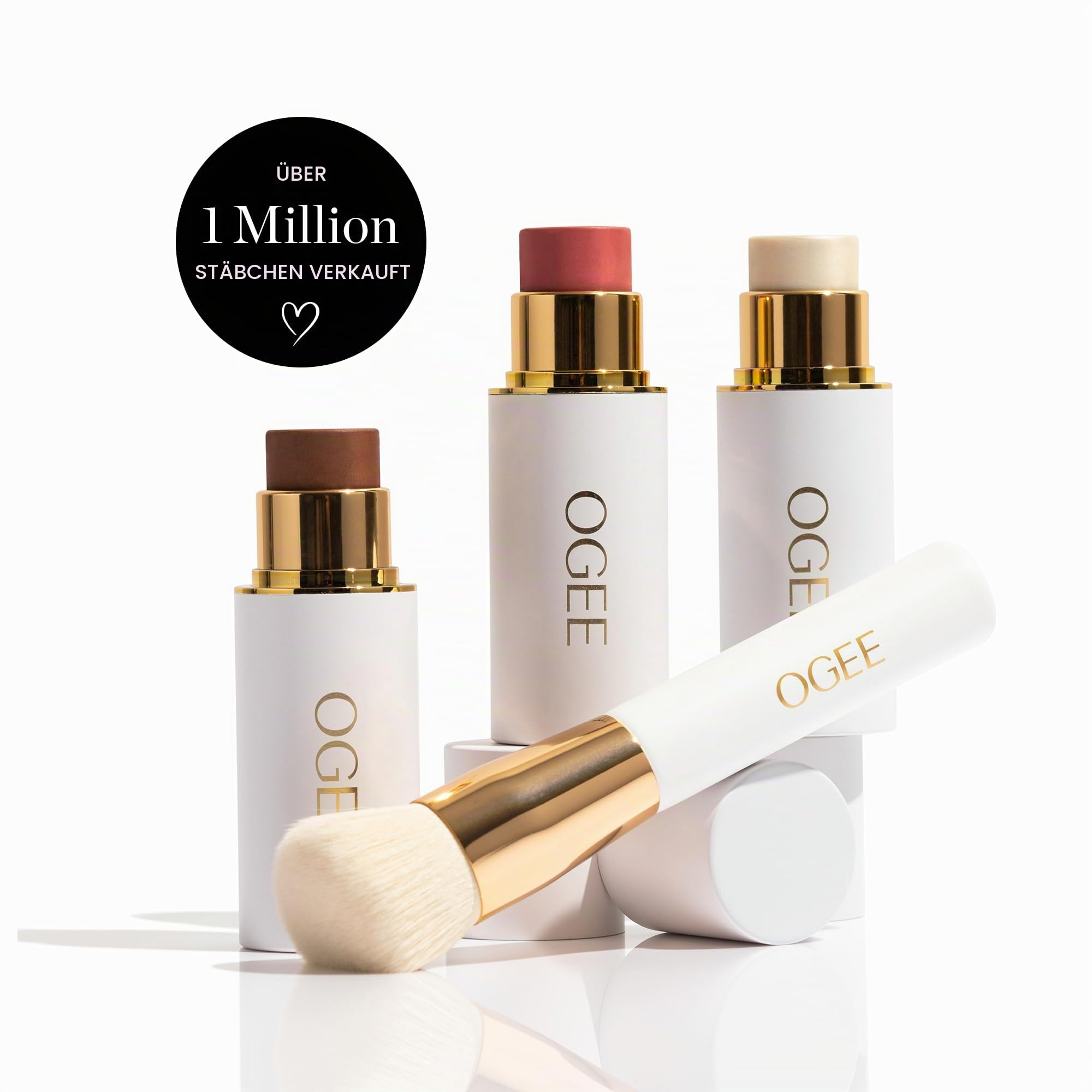 Ogee Sculpted Face Stick (TRIO) Crystal Contour Collection - Certified Organic Bronzer, Blush & Highlighter