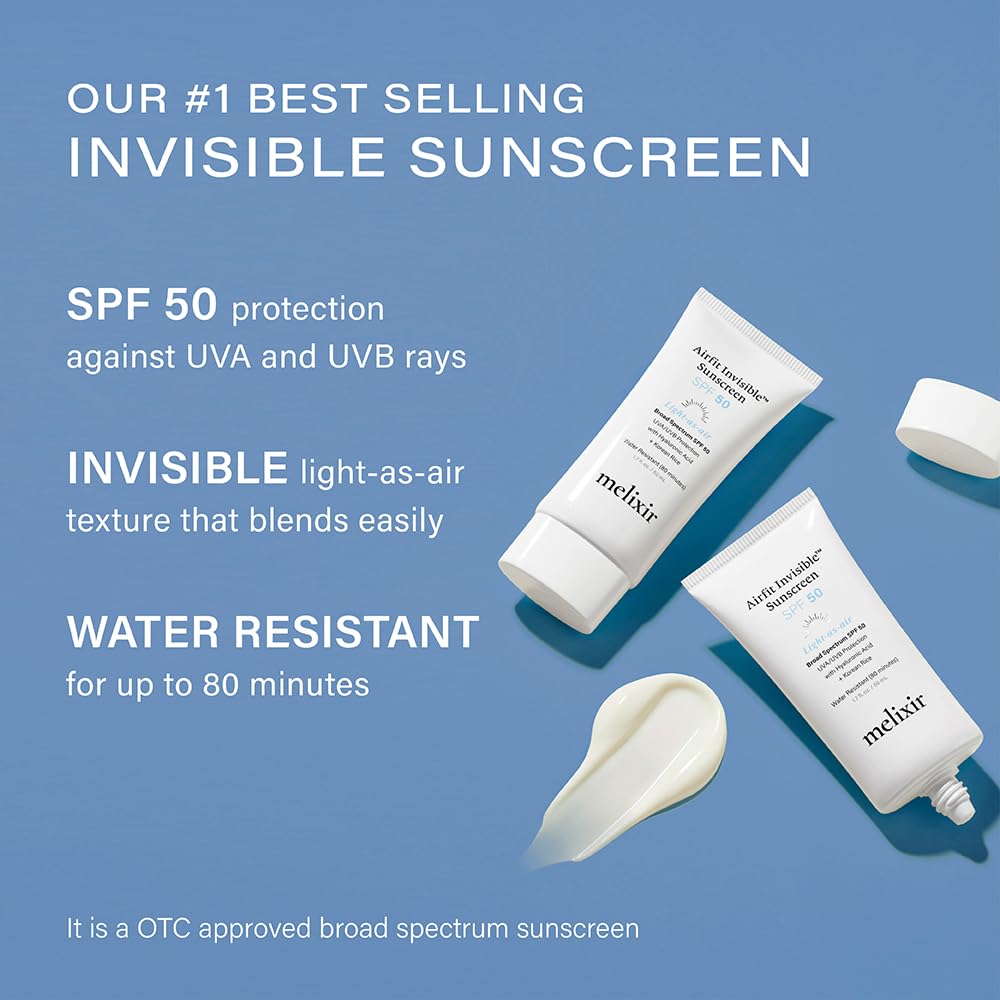 Melixir Airfit Invisible Sunscreen SPF 50 Korean Rice Face Moisturizer