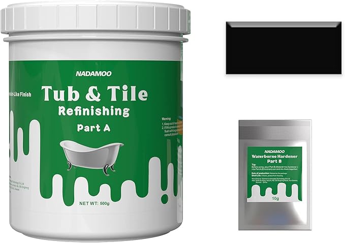 NADAMOO Tub and Tile Refinishing Paint, Black, 500g / 17.5 oz, DIY Bathtub Sink Reglaze Kit ...