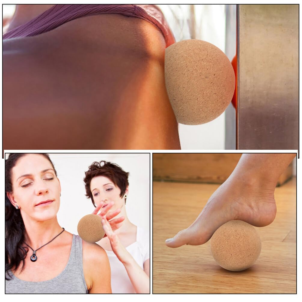 Pelota de Masaje de Corcho Marrón, 2 Piezas para Yoga | Uso en Ejercicio y Relajación, para Espalda, Cuello y Pies, Formato Compacto de Doble