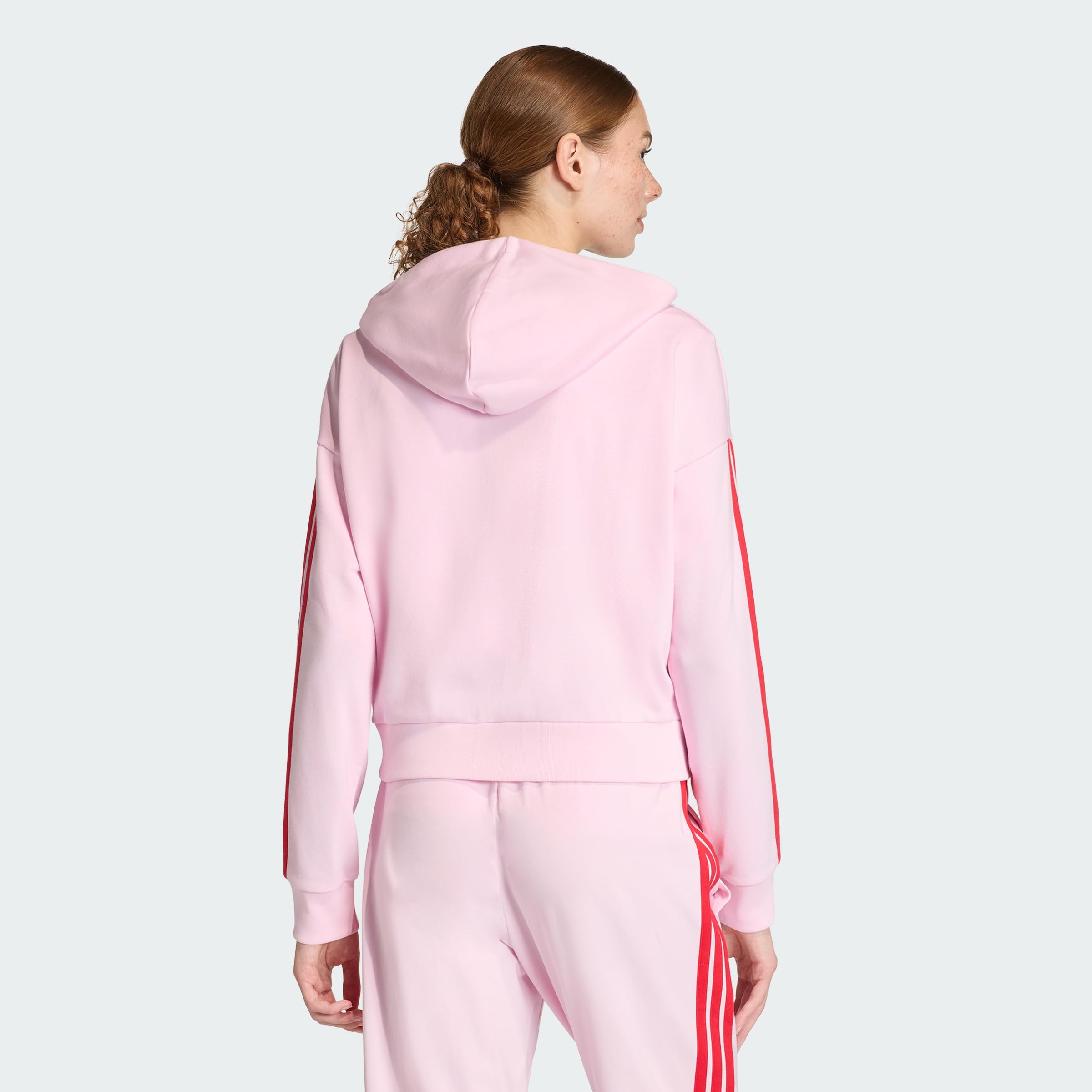 adidas Women's Chaqueta con Capucha Essentials French Terry 3 Bandas