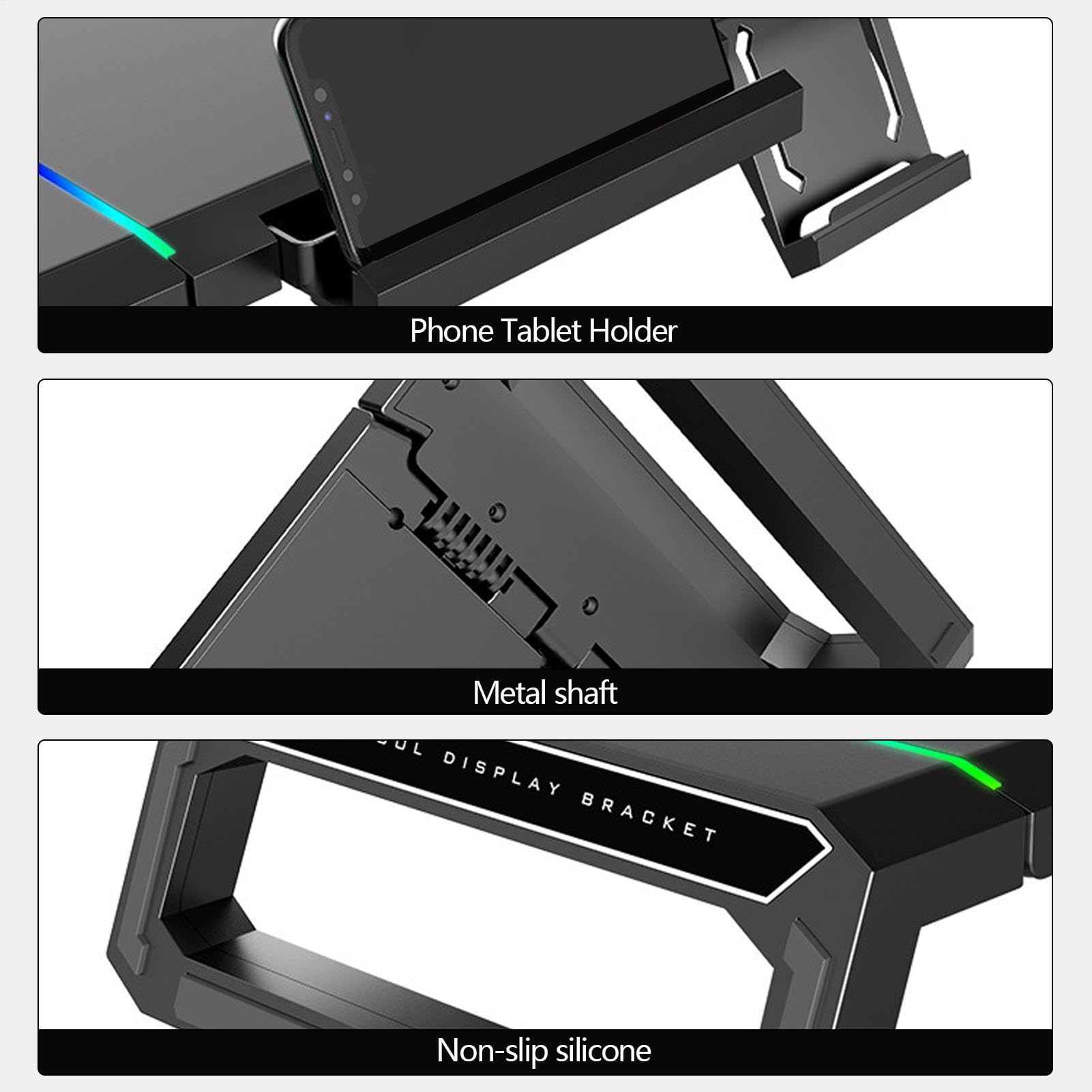 Générique Supporto monitor - Organizzatore da scrivania per monitor del | computer - Supporto per computer portatile per stampante PC pieghevole leggero RGB con 4 porte Hub USB3.0, 9 modalità di