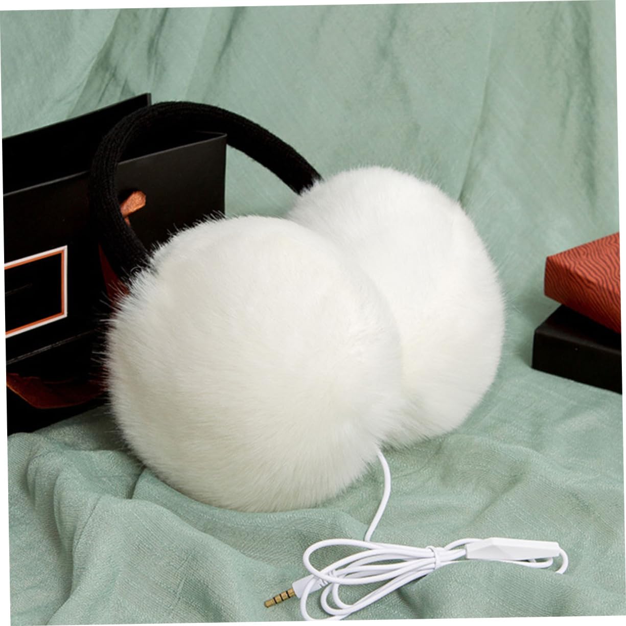 2piezas Orejeras De Invierno Para Mujeres Earmuffs Forro De Piel Sintética Protección Térmica y Sonido Banda De Música Conector De
