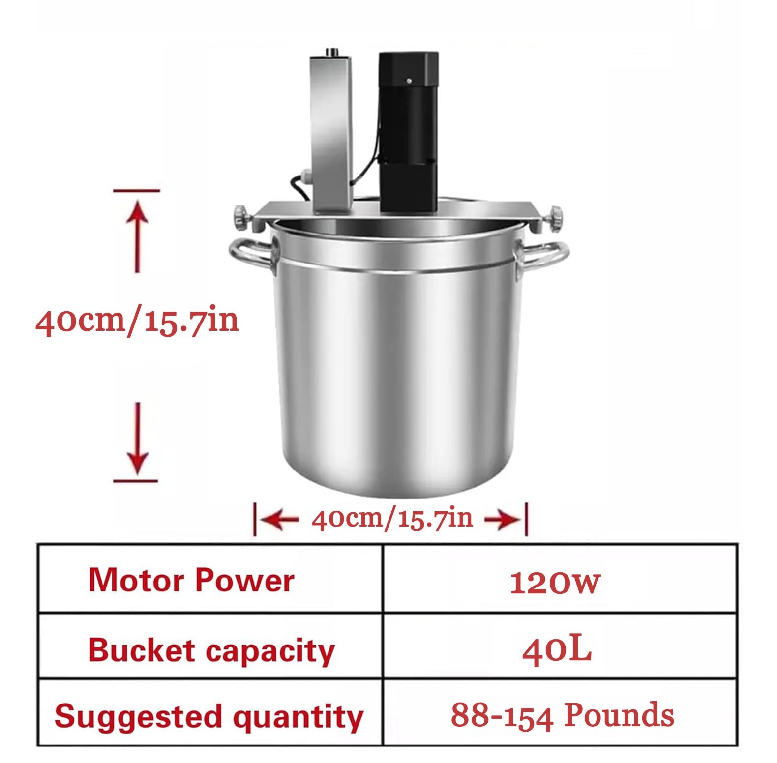 Miscelatore automatico per alimenti, 20 L/25 L/40 L/60 L/85 L, macchina da cucina automatica, per condimenti commerciali con fondo per zuppe e salse (40 l)