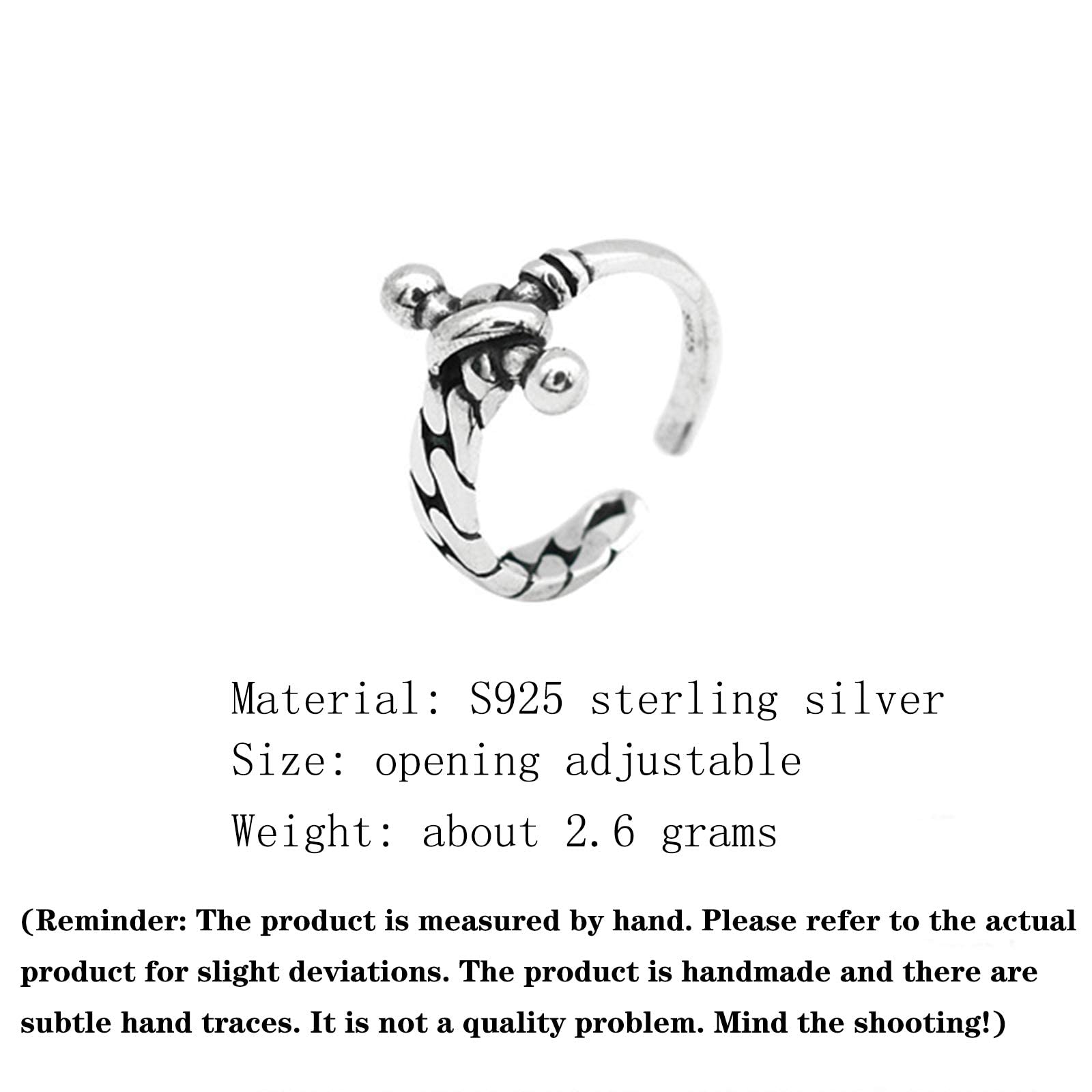 Retro-Kettenring aus 925er Sterlingsilber für Damen mit Kreuzanhänger, Verstellbarer Edelstahl, stilvoller Ring für Teenager, Jungen und Mädchen