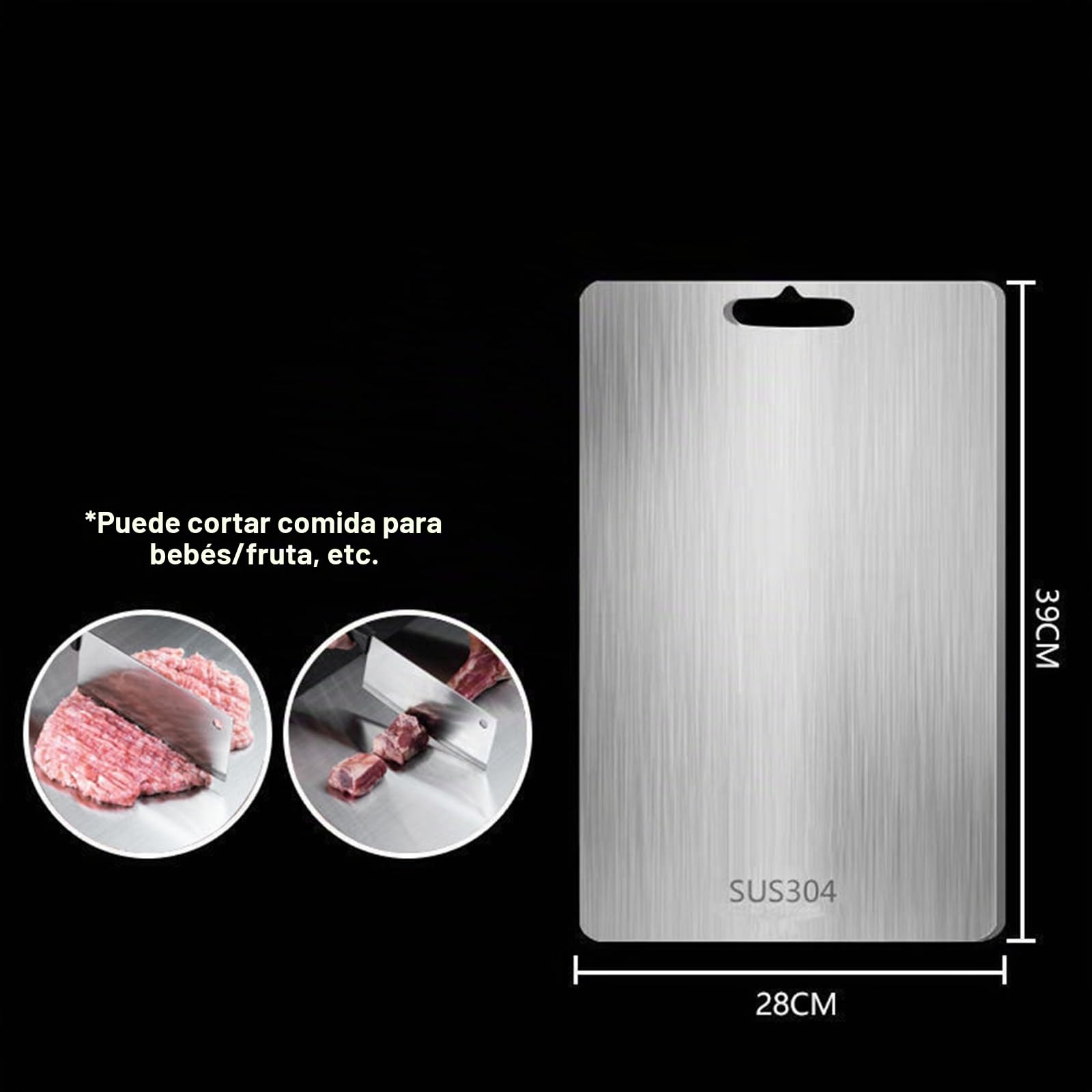 3 piezas de acero inoxidable tabla de cortar, fácil de limpiar, tabla de cortar para cocina al aire libre camping cocina encimera