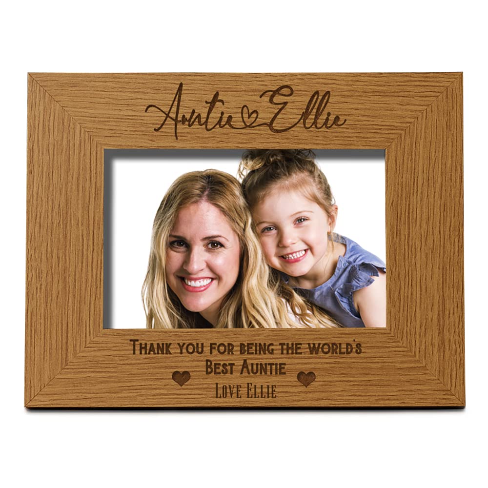 Ukgiftstoreonline Brown Personalised Best Auntie With Name Landscape Photo Frame Gift (4 X 6 Inch)