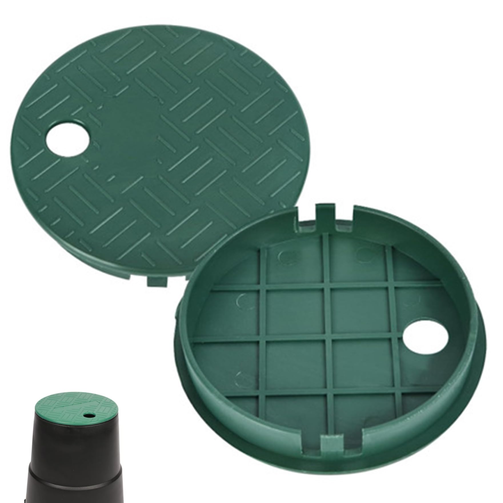 Jualyue 2PCS Sprinkler Valve Cover 6 Inch Round Water Meter Cover Plastic Sprinkler/Irrigation Valve Box Lid Practical for Garden Lawn Yard