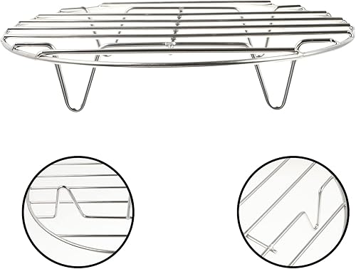 Miniatura 9 de Barbacoa Accesorios Rejilla Rejilla redonda de acero inoxidable para hornear pasteles de galletas de costilla, 11.7 pulgadas