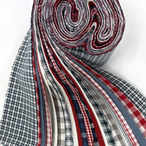 Red, White and Blue Homespun Cotton Fabric 22 pc 2.5\" X 44\" Americana Precut Roll (Jelly Roll) by JCS - Thumbnail 4