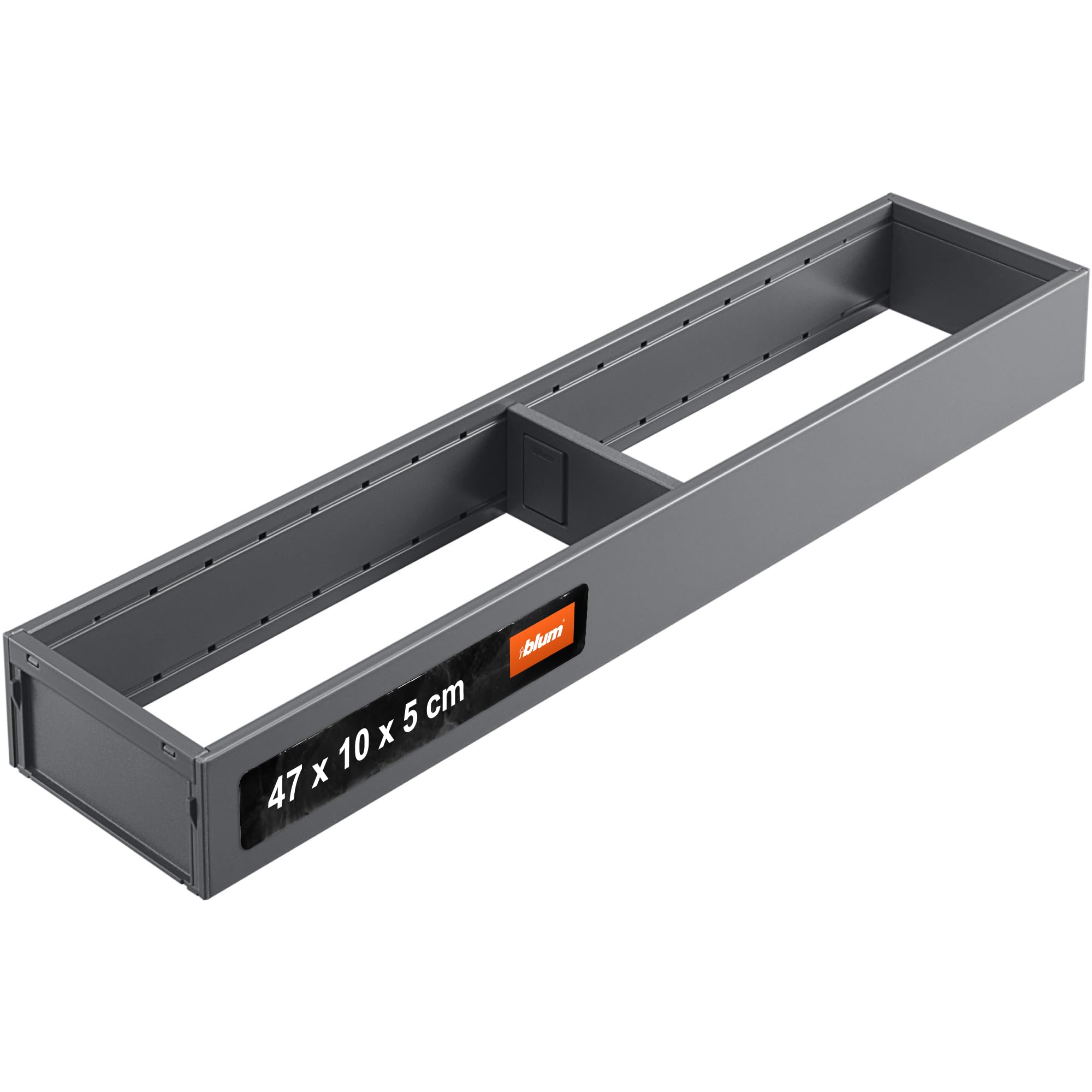 Blum Grey Matte Ambia-Line Kitchen Drawer Inserts Frame, Width 100 Mm, Length 472 Mm, Height 50 Mm, Orion Grey Matt, Kitchen Organiser