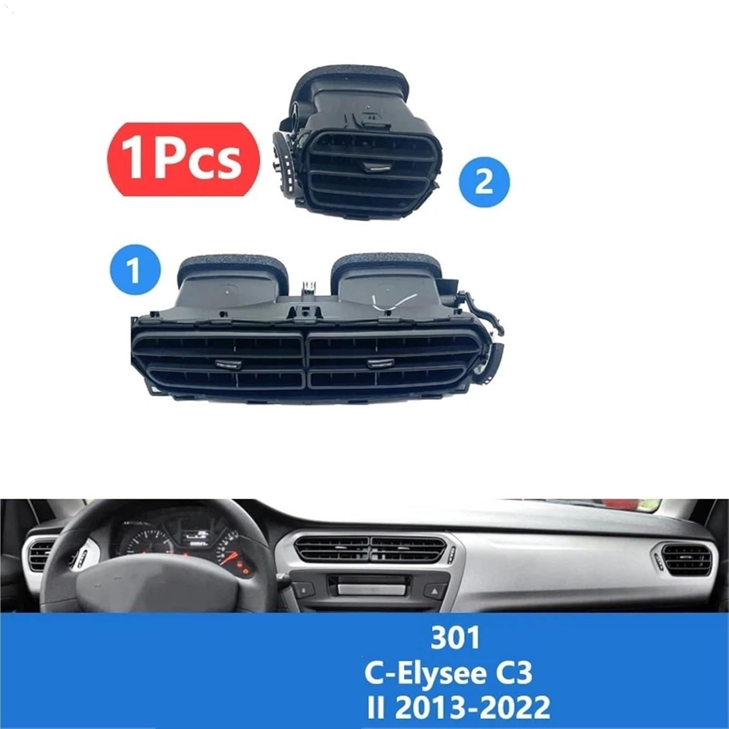Compatible for Peugeot 301 Compatible for Citroen C-Elysee C3 Compatible forr C Elysee II 2013-now Car Air Conditioning Air Vent Outlet for Panel Outlet(Middle)