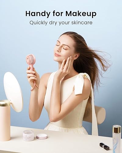 Vista 24 de Gaiatop Mini ventilador de mano portátil, 3 velocidades de gran alcance operado con batería, pequeño ventilador personal recargable por USB