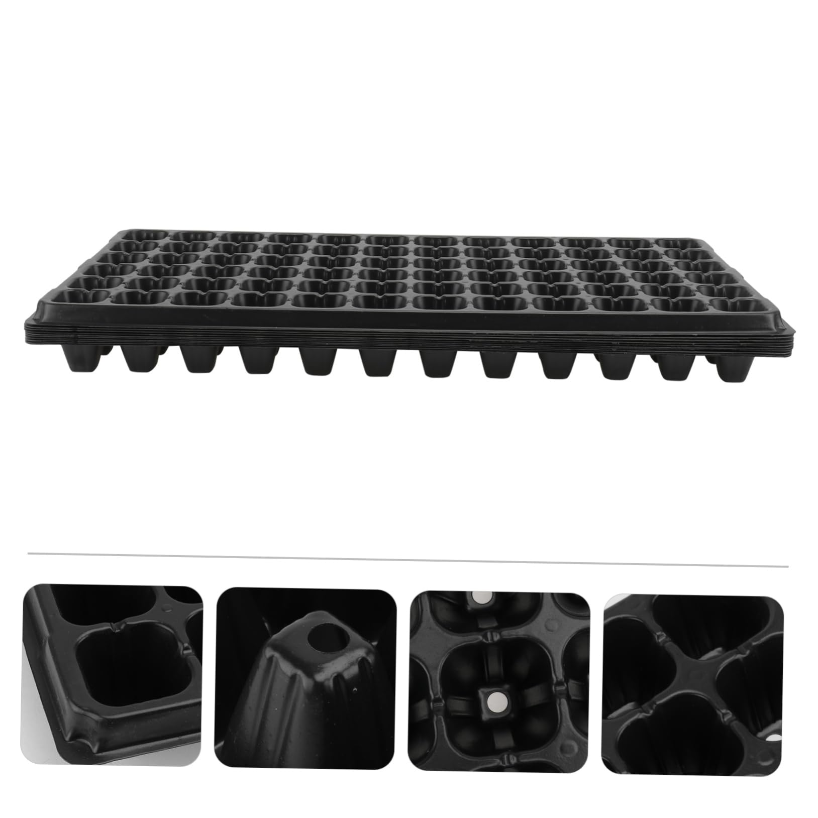 GALPADA Anzuchtschale 72-Loch PVC 10 Stück, Schwarz, Leicht und Belüftet