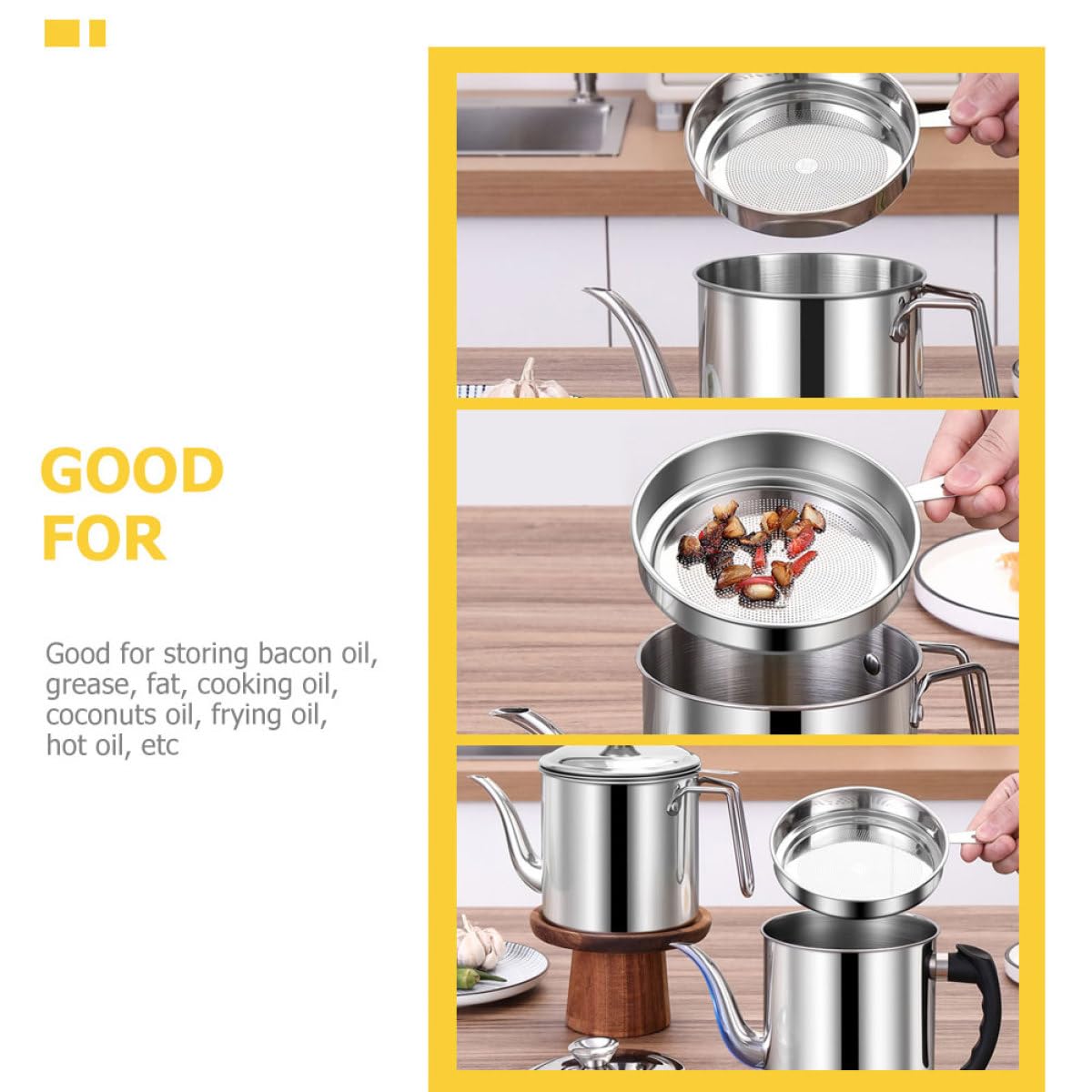 BESPORTBLE Contenitore per Condimenti in Acciaio 18L con Filtro Integrato Erogatore Multifunzione per Oli e Condimenti Design Compatto e Manico Ergonomico per Uso Quotidiano in Cucina