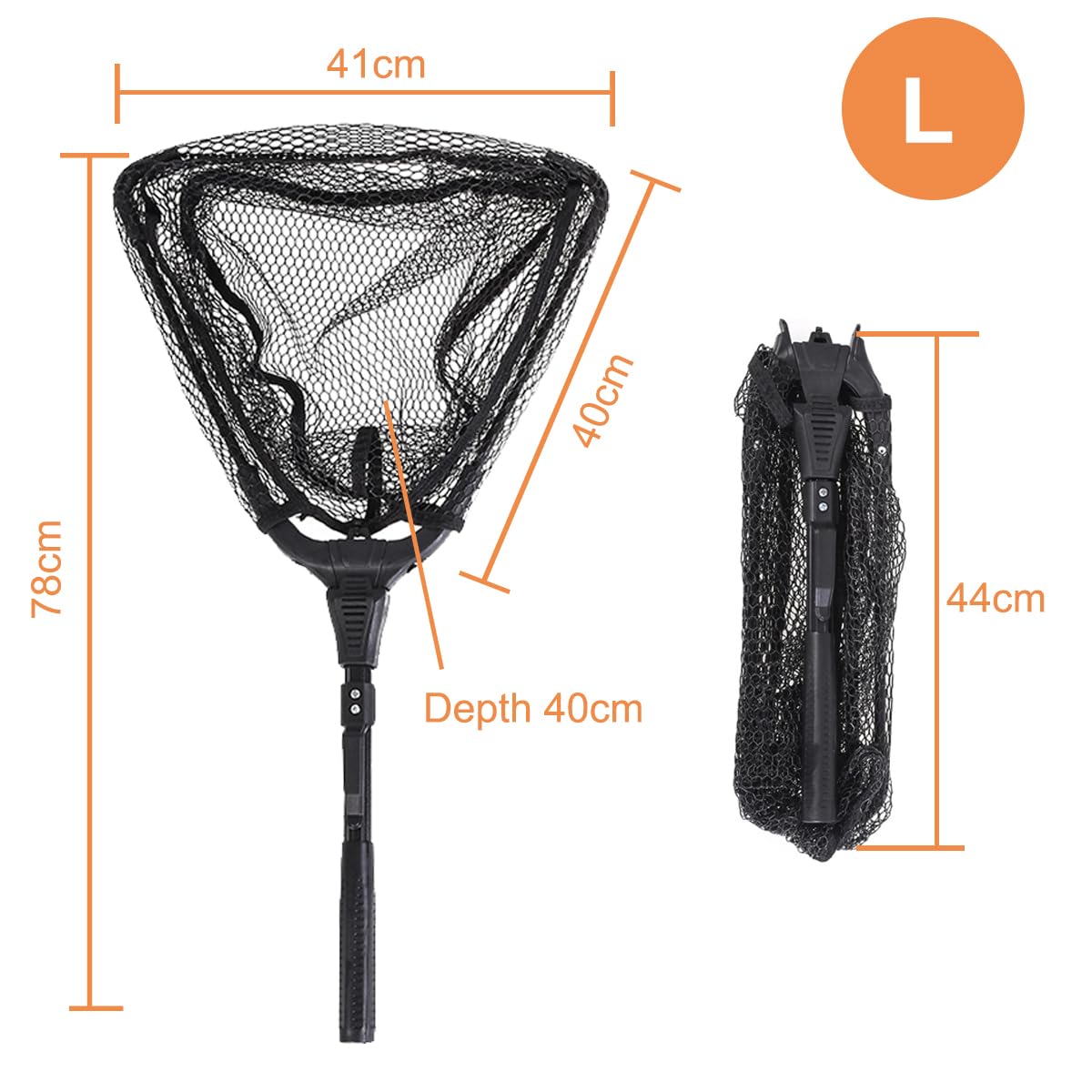 Retino da pesca pieghevole – Reti telescopiche pieghevoli in nylon con manico in alluminio, strumento leggero per catturare o rilasciare pesci di uccelli