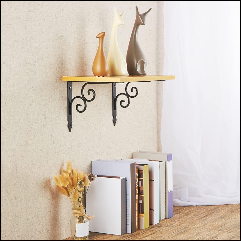 Shelf Bracket,Wall Support Corner Brace 2 Pcs, Wall Mount Iron Metal,with Screws,Floating Heavy Duty Support