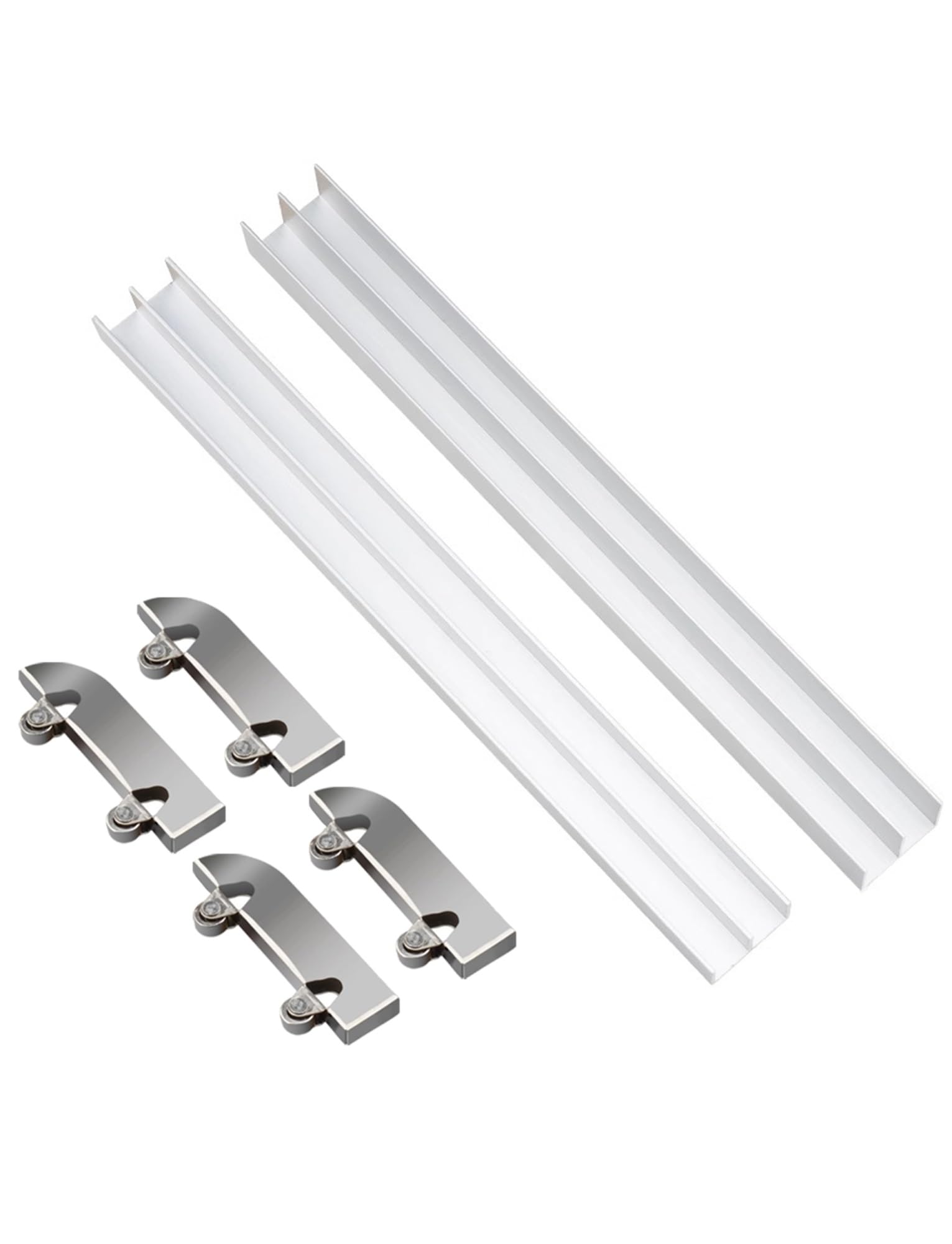 Double Sliding Door Kits,Sliding Glass Window Track,Dual Channel Aluminium Guide Rail Prevent Rust Silent Rollers(39.4in/100cm)