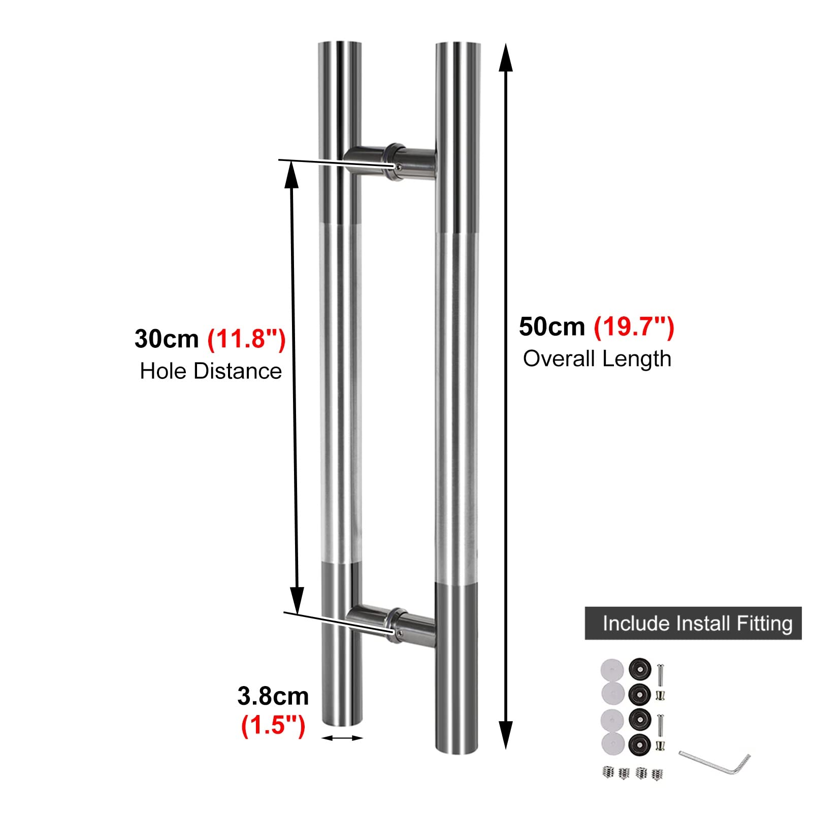 Maniglia Porta Set Push-pull Moderno Della Maniglia Della Porta, Maniglie per Cancelli Esterne Interne in Acciaio Inossidabile con Viti e Utensile, per Ante in Legno/Vetro/Scorrevole/a Scomparsa