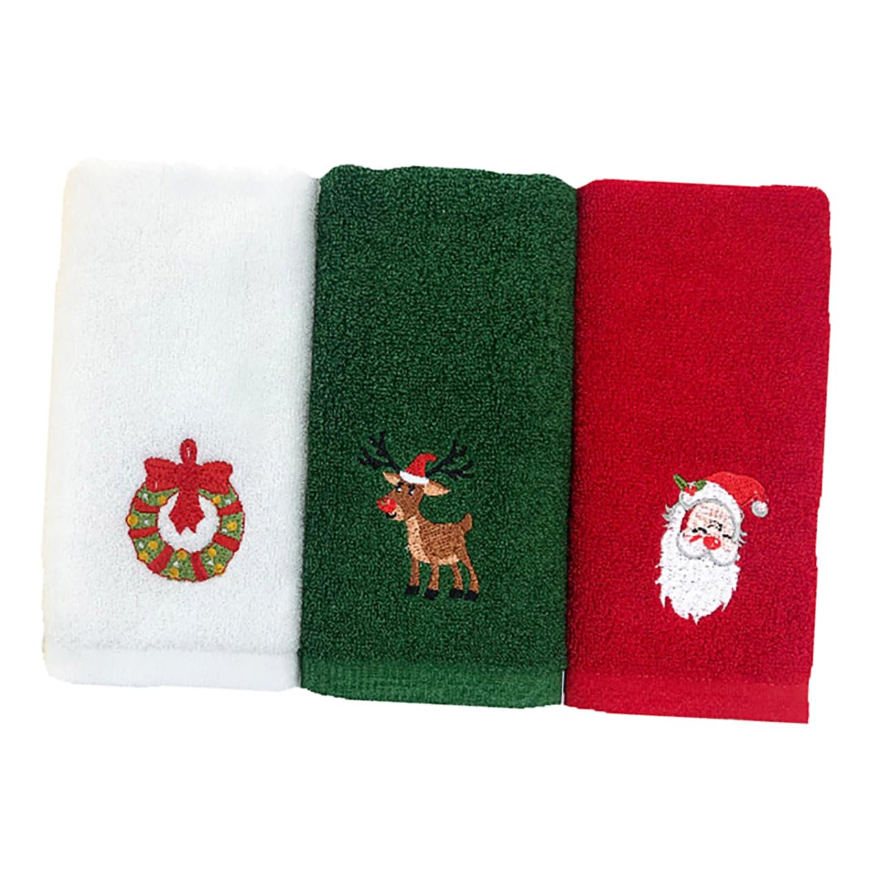 Serviettes de Noël en coton doux (lot de 3) pour visage et décoration