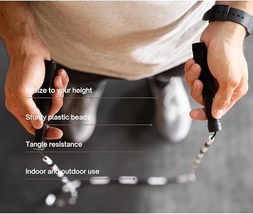 Miniatura 4 de Cuerda de saltar con cuentas para atletas de fitness funcional, asas de cinta de agarre, sin enredos, ajustable, cuerda de saltar para adultos,