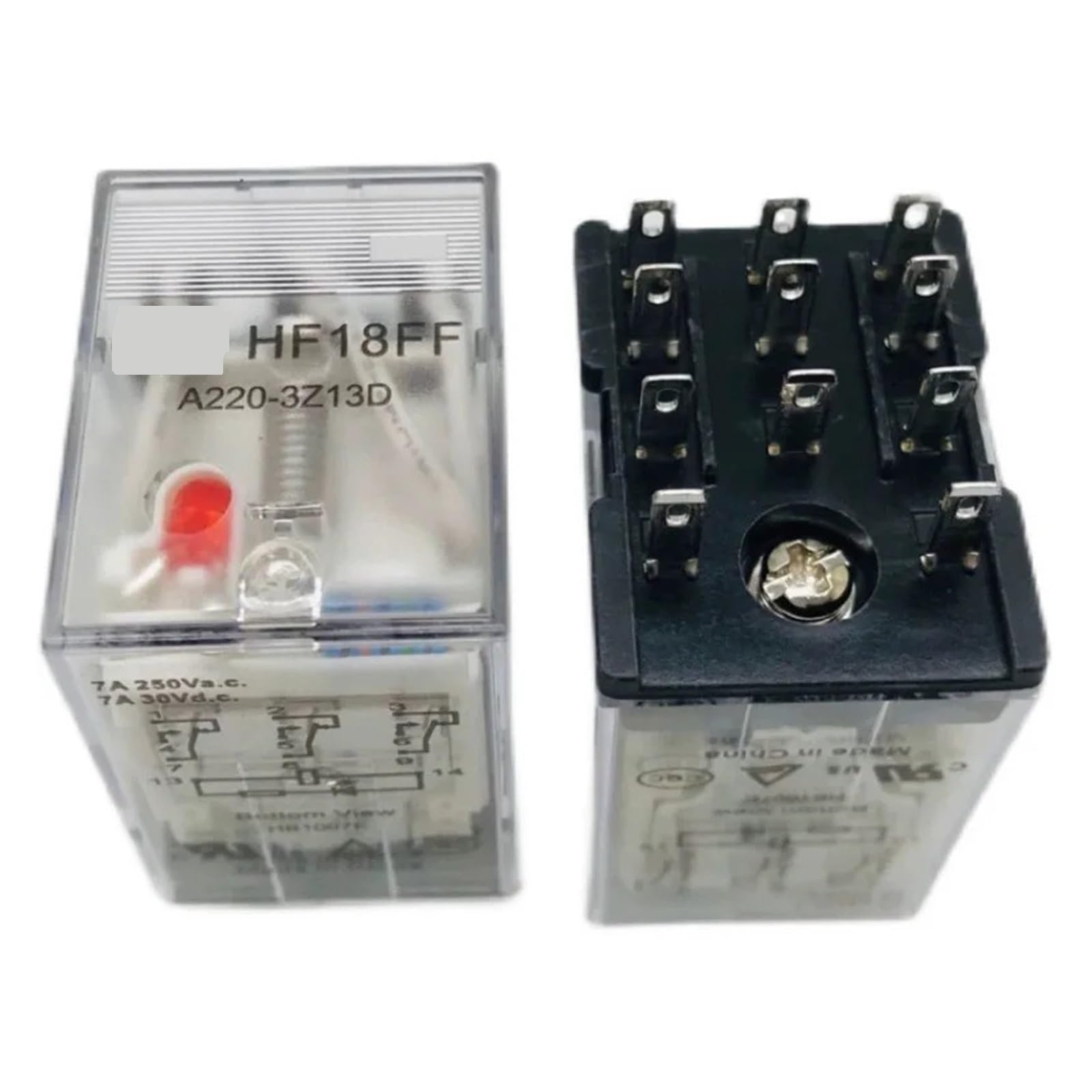 Relé de potencia pequeño y mediano, HF18FF-A220-3Z13D, conversión de tres grupos, 11 pines, 7 A, 250 V CA, con luz