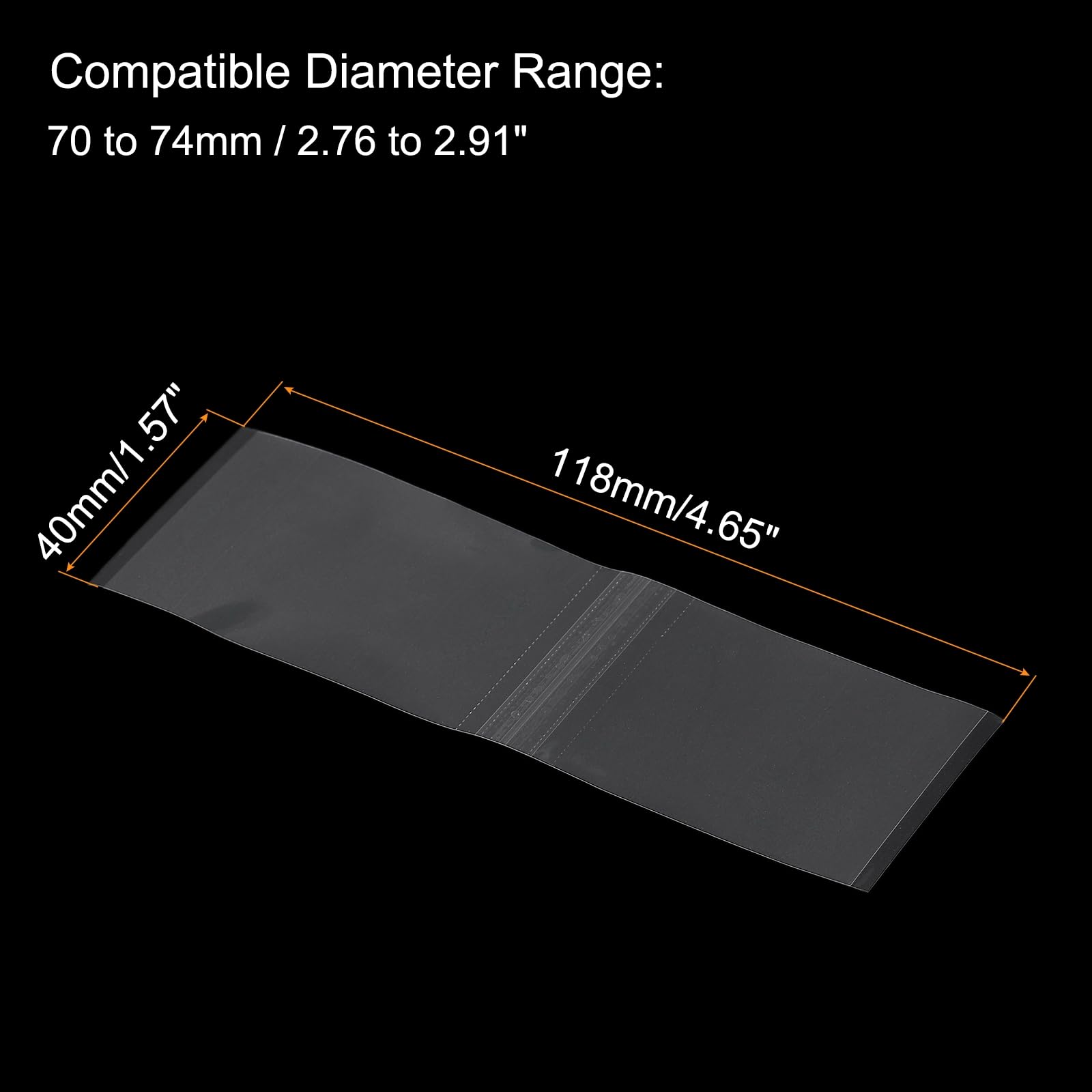 Produktbild von 118×40 Mm PVC-perforierte Schrumpfbänder – 500 Stück, Transparent, Passend Für Verschlüsse Von 70–74 Mm Ø