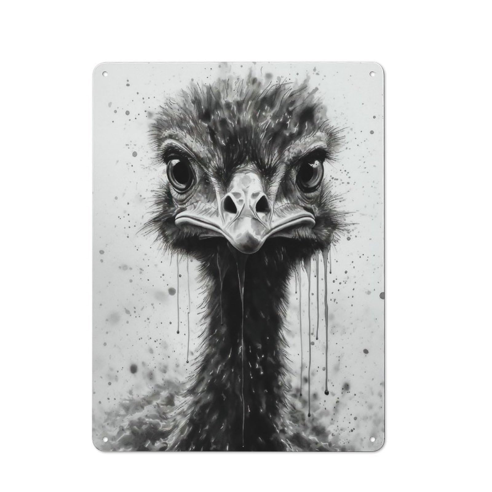 Junmoney Ostrich Beauty Black Ink Retro-Style Tin Sign 40X30cm For Kitchen Or Home Bar, Suited To Kitchen Decor Lovers